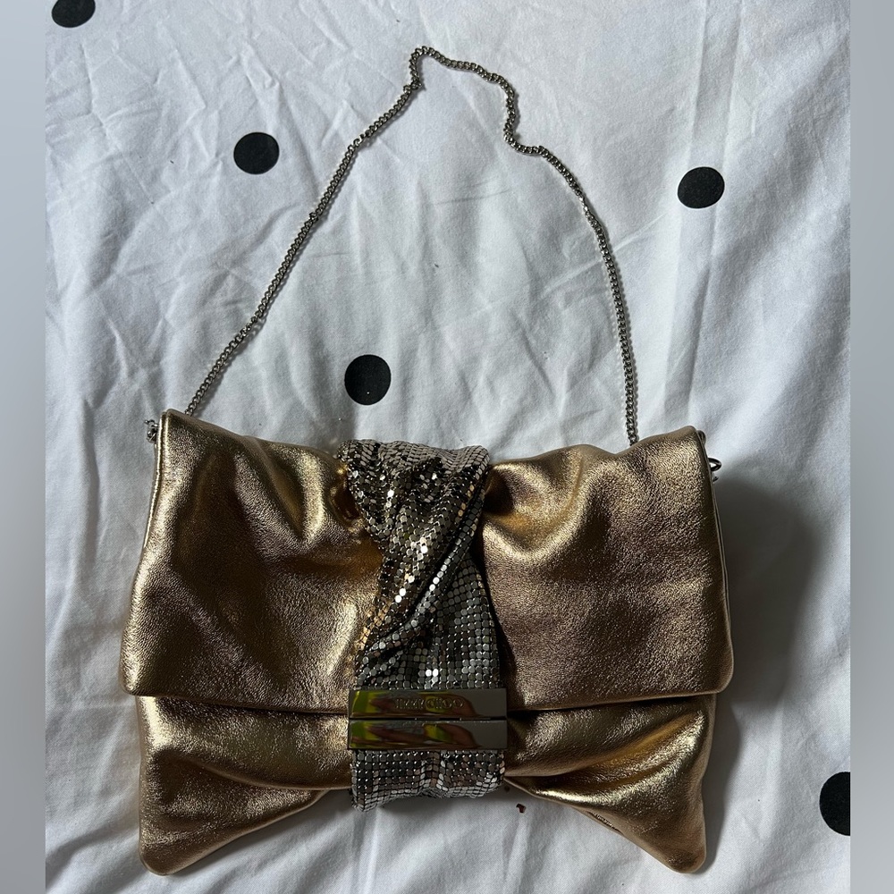 JIMMY CHOO GOLD CLUTCH / SHOULDER BAG - MADE IN ITALY